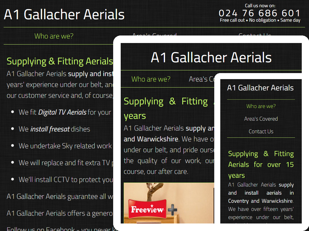 A1GallacherAerials.co.uk new responsive design